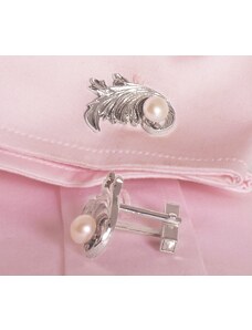 Klára Bílá Jewellery Manžetové unisex knoflíčky Barok ze stříbra s perlou Barva perly: Bílá