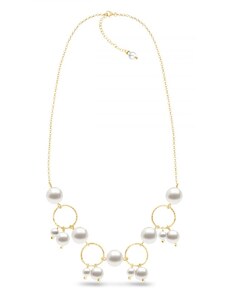 Spark Stříbrný pozlacený náhrdelník bílý perlový Satellite NFG5810W White Pearl