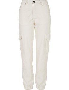 URBAN CLASSICS Ladies Organic Stretch Denim Cargo Pants - offwhite raw