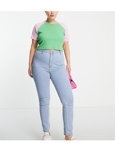 Don't Think Twice DTT Plus Chloe high waisted disco stretch skinny jeans in light wash blue