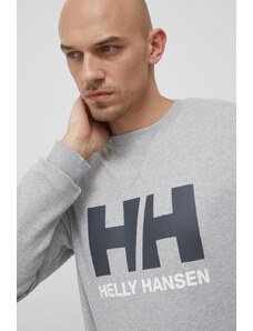 Bavlněná mikina Helly Hansen pánská, šedá barva, hladká, 34000