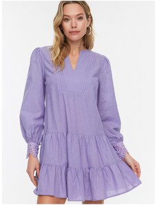 Světle fialové dámské šaty s balonovými rukávy Trendyol - Dámské