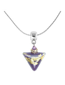 Dámsky Náhrdelník Purple Triangle s 24karátovým zlatem v perle Lampglas
