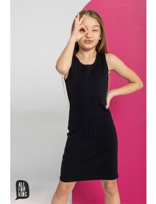 Dívčí žebrované šaty, černé ALL FOR KIDS
