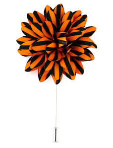 Obleč oblek Tmavě oranžová květinová ozdoba do klopy s černými pruhy