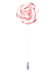 Obleč oblek Růžovo bílá károvaná květinová ozdoba do klopy