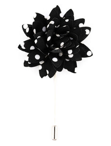 Obleč oblek Černá květinová ozdoba do klopy s bílými puntíky