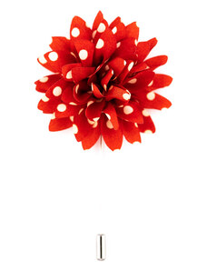 Obleč oblek Červená květinová ozdoba do klopy s bílými puntíky