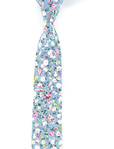 Obleč oblek Světle modrá pánská kravata s květinovým vzorem