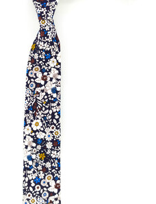 Obleč oblek Tmavě modrá pánská kravata s květinovým vzorem