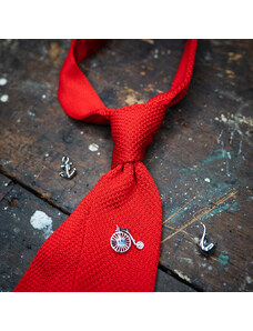 Obleč oblek Zářivě červená pletená pánská kravata