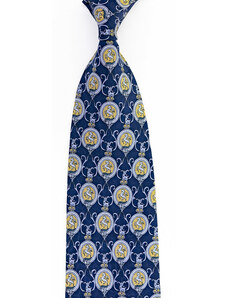 Obleč oblek Hedvábná tmavě modrá pánská kravata s erby