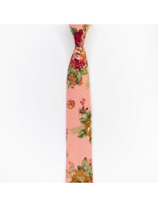 Obleč oblek Starorůžová květinová pánská kravata