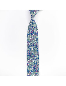 Obleč oblek Pánská kravata s bílým podkladem a paisley vzorem