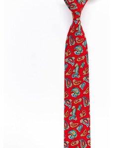 Obleč oblek Sytě červená pánská kravata s paisley vzorem