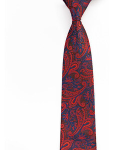 Obleč oblek Tmavě modrá pánská kravata s vínovým paisley vzorem