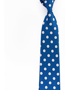 Obleč oblek Sytě modrá pánská kravata s bílými puntíky