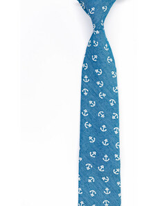 Obleč oblek Modrá pánská kravata s kotvami