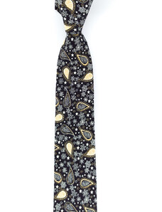 Obleč oblek Černá pánská kravata s paisley vzorem a hvězdami