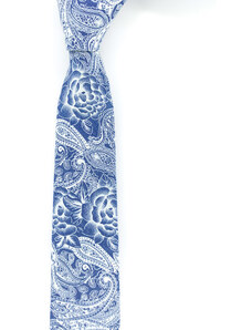 Obleč oblek Denimová pánská kravata s květy a paisley vzorem