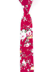 Obleč oblek Vínová pánská kravata s květinovým vzorem