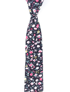 Obleč oblek Černá pánská kravata s květinovým vzorem