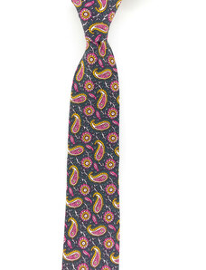 Obleč oblek Smrkově zelená pánská kravata s růžovým paisley vzorem