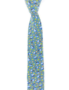 Obleč oblek Zelenomodrá pánská kravata s modrými lístky