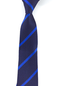 Obleč oblek Tmavě modrá pletená pánská kravata s modrými pruhy