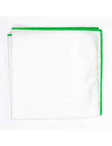 Obleč oblek Sněhově bílý kapesníček do saka se zeleným lemováním