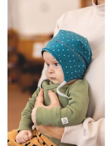 Hugo Bavlněná kojenecká čepice na zavázky s potiskem