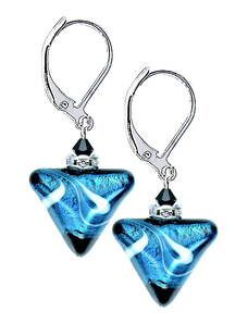 Dámske Náušnice Sea Wave Triangle s ryzím stříbrem v perlách Lampglas - /