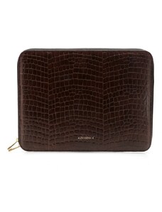 Alexandra K Vegan Leather Laptop Case - Mokka Croco