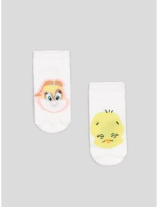 Sinsay - Sada 2 párů ponožek Looney Tunes - krémová