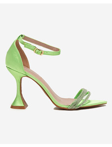 DAY-VINE Zelené dámské sandály na vysokém podpatku s ozdobnými kubickými zirkony Manestri - Obuv - Zelená