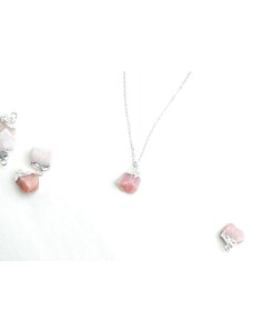 SYLVIENE Stříbrný náhrdelník se surovým růžovým Opálem