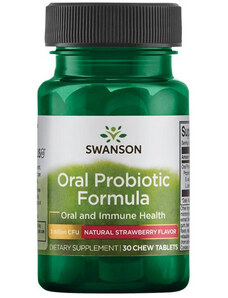 Swanson Oral Probiotic Formula Jahoda, 30 ks, žvýkací tablety, 3 Billion CFU