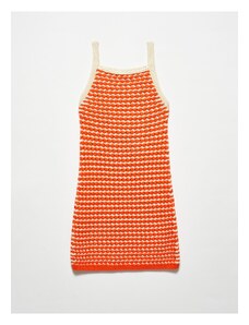 Dilvin 90115 Pletené šaty se silnou texturou-oranžové