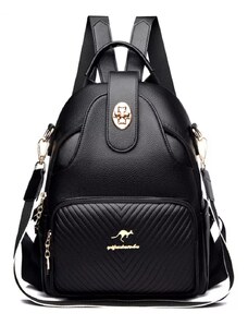 Dámský černý luxusní kožený batoh Italy 2v1
