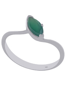 Jemný stříbrný prsten s přírodním zeleným onyxem - Meucci SDR094