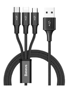 Baseus Rapid 3v1 USB kabel USB typ C/Lightning/micro USB pro nabíjení a přenos dat 1,2 m Černá