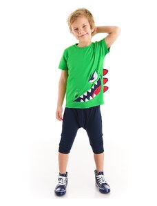 Denokids Naughty Boys Green T-shirt Capri Shorts Set