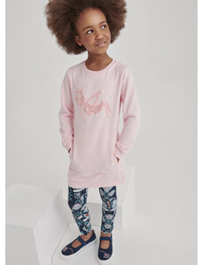 Reima Dívčí mikinové šaty růžové s výšivkou Voikukka