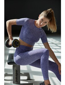 Trendyol Lilac Crop Seamless/Seamless Crew Neck Knitted Sports Top/Blouse