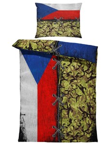 Povlečení maskáčové pro jedno lůžko Impar Vlajka - český vzor, 150x200 + 50x60