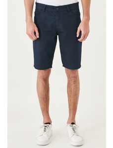 AC&Co / Altınyıldız Classics Men's Navy Blue Slim Fit Slim Fit Dobby Fitted 100% Cotton Casual Chino Shorts.