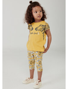 Boboli Dívčí souprava tričko a kraťásky Zebra žlutá