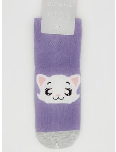 Dětské obrázkové ponožky Aura.Via kočicka (85% bavlna) fialová