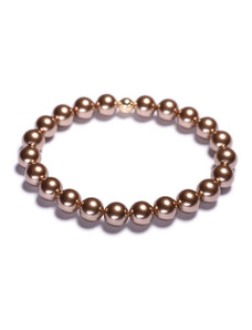Lavaliere Dámský perlový náramek - bronzové perly z krystalu Swarovski zlato S - 16 cm