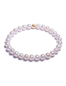 Lavaliere Dámský perlový náramek - bílé sladkovodní perly AAA zlato S - 16 cm